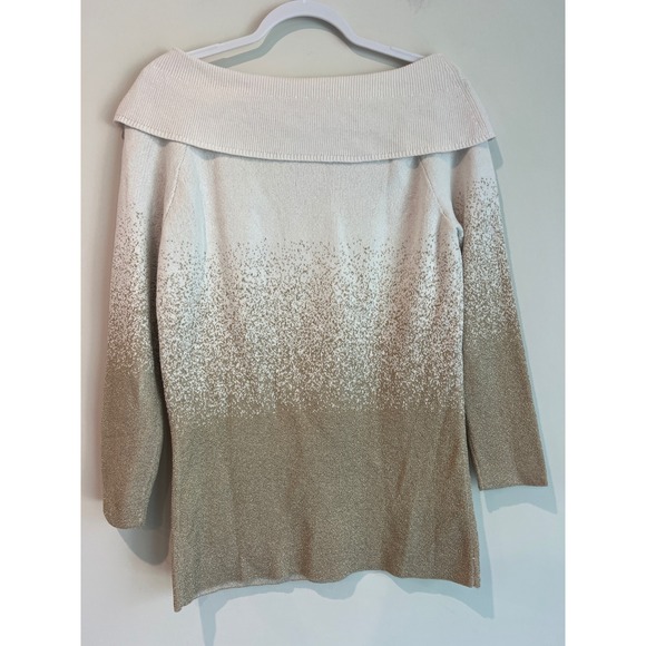 Soho New York Jeans Off The Shoulder Sweater Metallic Gold Ombre Sparkle Size M - Picture 4 of 6